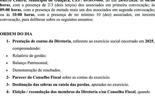 Edital de Convocação de Assembleia Geral Ordinária – Coopeguajará