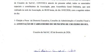 Edital de Convocação – Associação de Cabelereiros de Cruzeiro do Sul – Acre