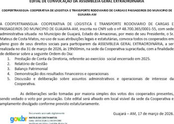 EDITAL DE CONVOCAÇÃO DA ASSEMBLEIA GERAL EXTRAORDINÁRIA – COOPERTRANSGUA